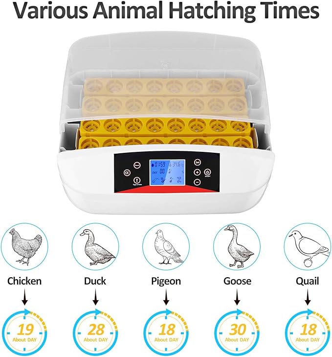 Egg Incubator, 42 Egg Incubators for Hatching Eggs with Automatic Turner Digital Chicken Hatcher Turning Temperature and Humidity Control with Display