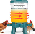 Hanging Heated Chicken Waterer, 3 Gallon Plastic Chicken Water Heater Heated Poultry Drinker, Detachable Legs, Winter and Summer Dual-use, Poultry Water Heater for Chicken Goose Duck - Dark Blue