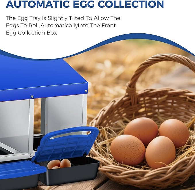 Garvee Chicken Nesting Boxes, 3 Hole Roll-Away Nesting Boxes for Chickens Coop with Perch, Hens, Ducks & Other Poultry,Egg Laying Box with Lid Cover to Protect Eggs,Easy to Assemble