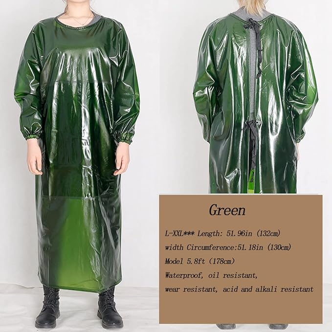 SUJAN Apron with Sleeves Splash Suit Waterproof Smock Chemical Resistant Safety Aprons Coverall