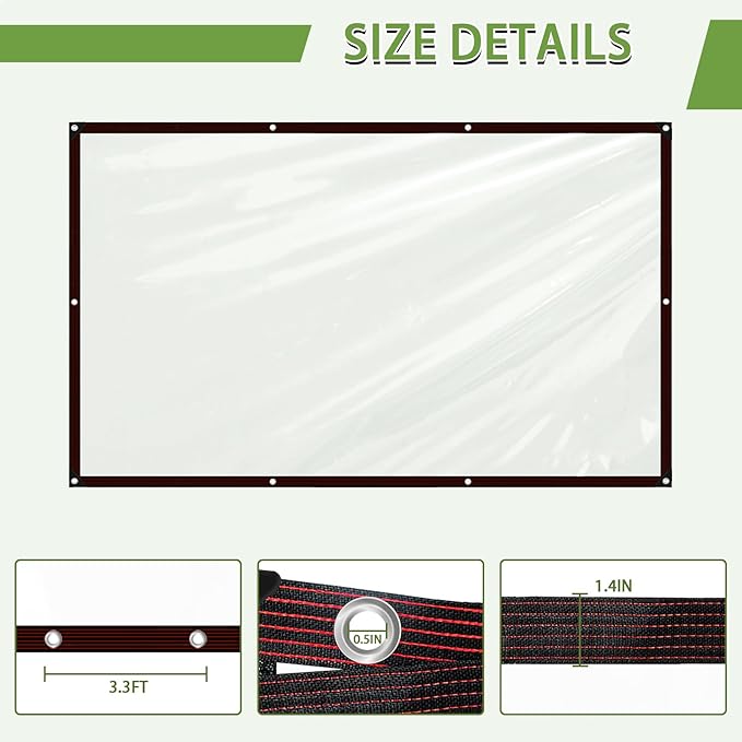 Clear Tarp Waterproof 5x7-Heavy Duty Plastic Tarps,Vinyl Transparent Tarpaulin with Grommets,Outdoor Small&Large Tarp Cover for Chicken Coop/Greenhouse/Camping/Plant/Patio