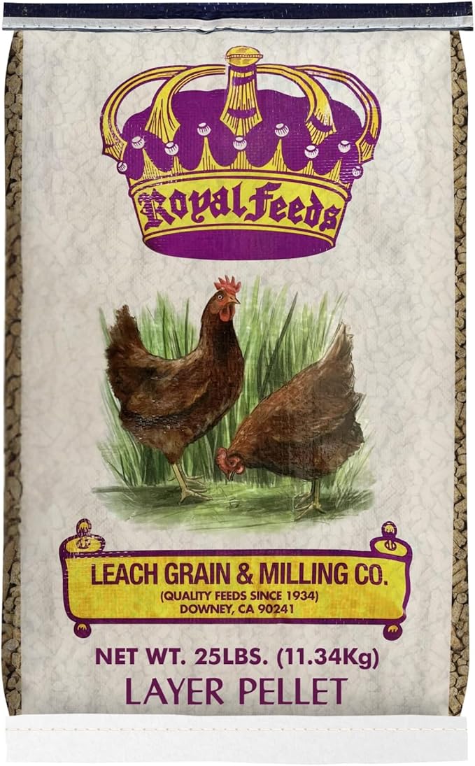 LEACH GRAIN & MILLING CO. 16% Protein Layer Pellets 25 lbs - Chicken Food for Laying Hens, Premium Feed for Chicken, Duck & Game Bird, Support Healthy Shells & Complete Daily Nutrition for Your Hens