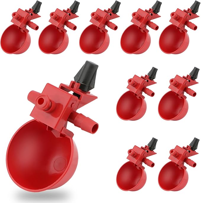 Wontee Chicken Waterer Cups 10PCS Automatic Poultry Water Feeder for Chicks Turkeys Ducks Goose Quail