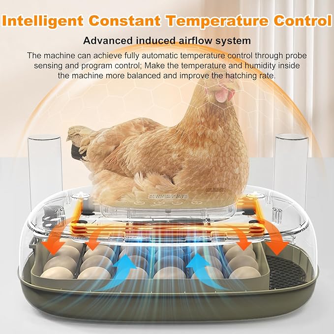 24 Egg Incubators for Hatching,Automatic Egg Turning and Temperature Control Humidity Display,Hatch Day,Automatic Water Refill,360° Viewing for Chicken Quail Duck