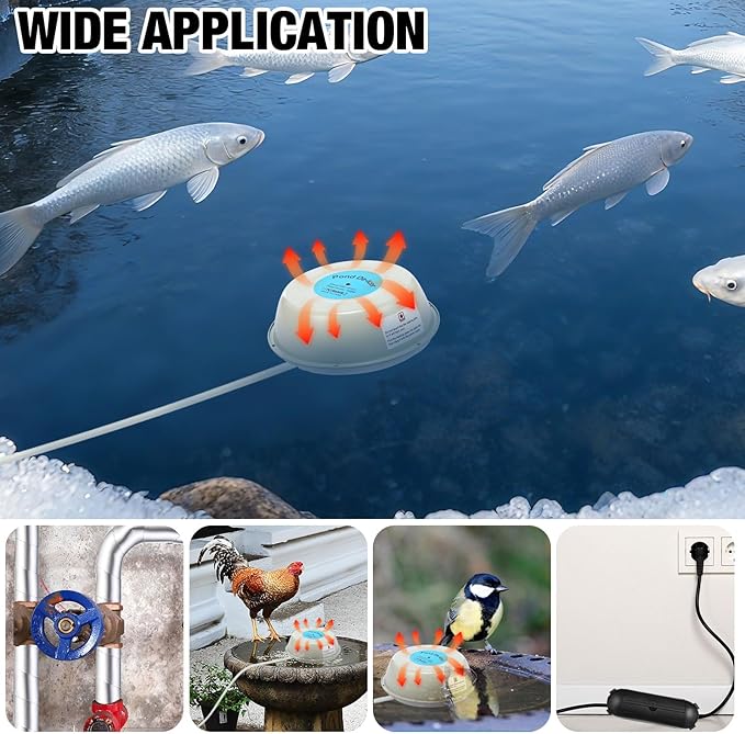3 Pcs Submersible Water Heater Bird Bath Heater Chicken Waterer De-icer Water Trough Outdoor for Farm Pond Winter Poultry Livestock Tank Horse Drink, Pipe Tape Cord Cover(Blue,500w)