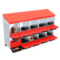 Garvee Chicken Nesting Boxes, 10 Hole Metal Chicken Laying Box with Removable Trays and Roll Out Egg Collection for Chicken Coop, Red