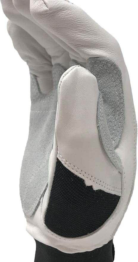 Ironcat Heavy Duty Top Grain Goatskin Leather Glove with Spandex Back, Reinforced Palm, Hook & Loop Closure, White/Black