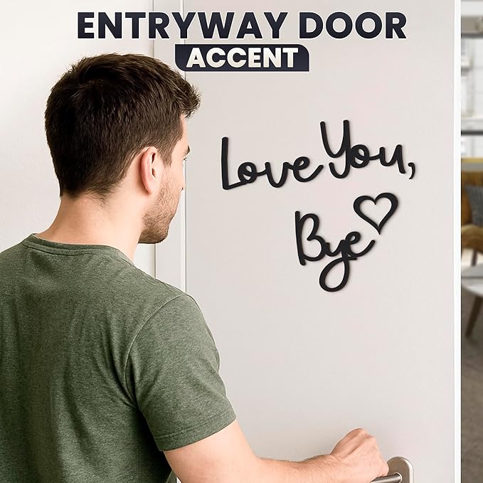 Love You Bye Sign Above Door Decor - 31.5” Wall Sign Door Decorations, Lightweight and Easy to Install Farmhouse Wall Art, Suitable for Hallway and Living Room, Good for Inside and Outside Use