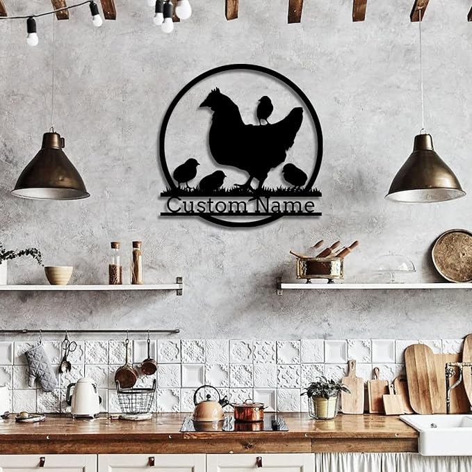 Personalized Chicken Coop Metal Sign,Custom Chicken Farm Metal Wall Art,Personalized Chicken MetalSign, Metal Chicken Farmhouse Sign,Hen House Sign, Funny Chicken Farm Decor (Chicken C)