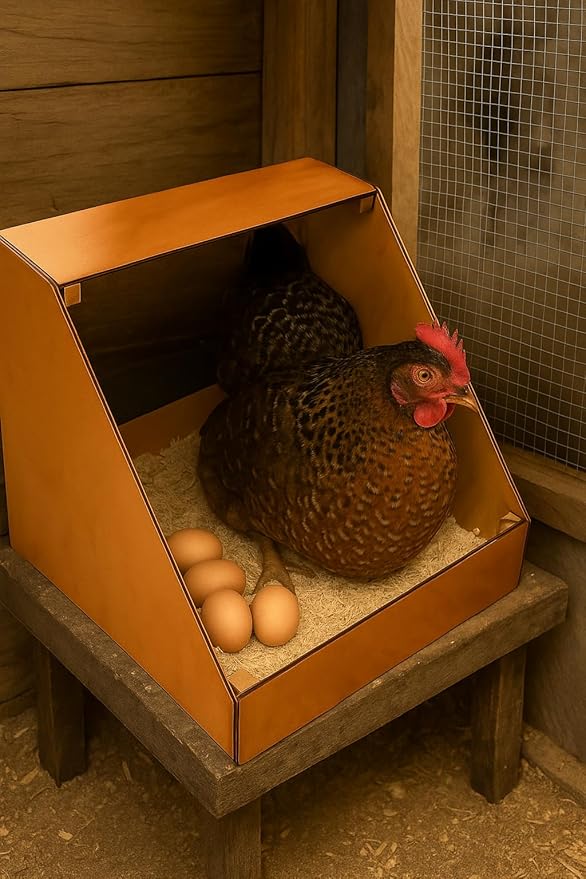 Wooden Chicken Nesting Box – Easy No-Screw Slot Assembly, Durable Plywood with PU Finish, Fits Most Nesting Pads, Secure & Comfortable Design for Hens