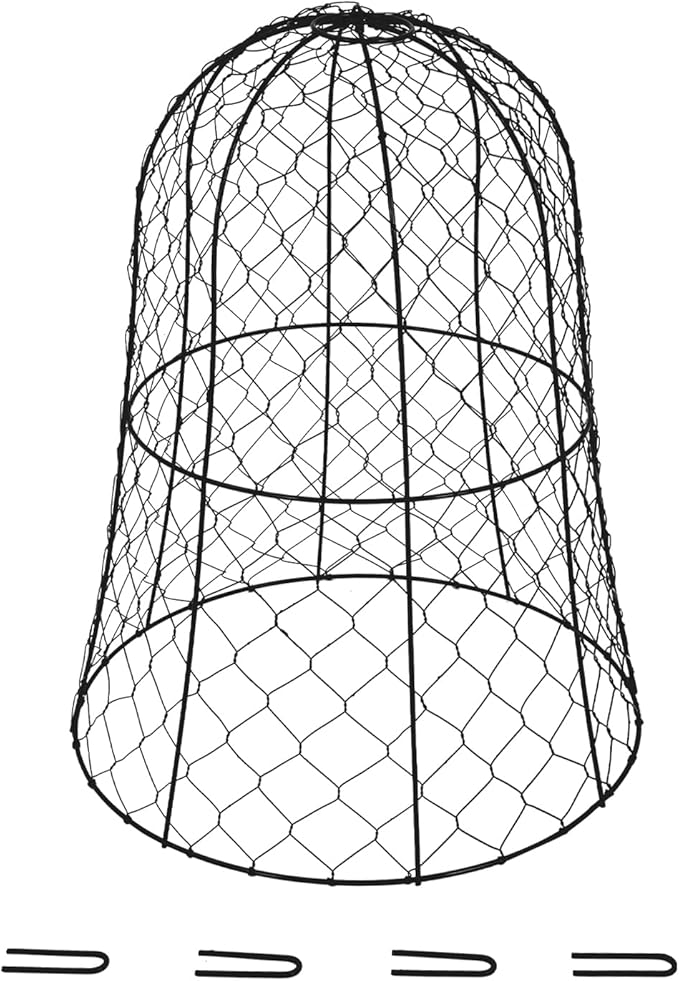 YIYIBYUS Garden Chicken Wire Cloche, 12.99" Diameter x 15.75" Height Plant Protective Covers Metal Cage Plant Protector Cover for Gardens, Parks, Yards, Balconies, Farms (5pcs, Black)