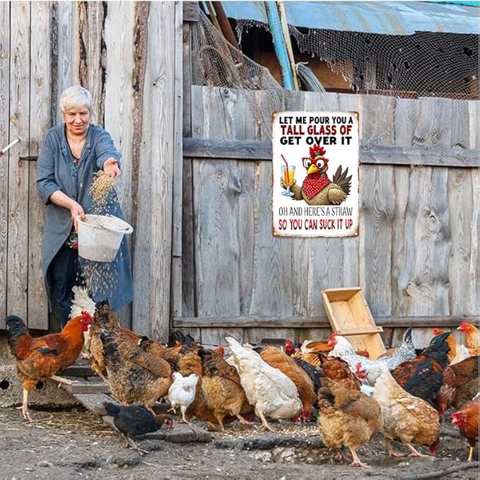 Funny Chicken Gifts Chicken Cluck Around and Find Out Tin Sign for Home Farm Chicken Coop Farmhouse Kicthen Garden Decor 8 X 12 Inch