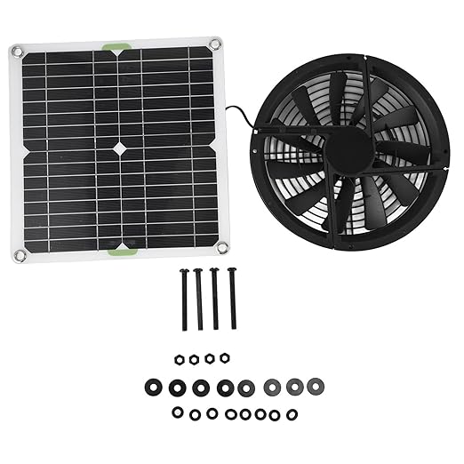 Solar Powered Fan, 100W Solar Panel and 10in Round Ventilation Case Exhaust Fan for Small Chicken Coops, Greenhouses, Pet Houses, Window Exhaust