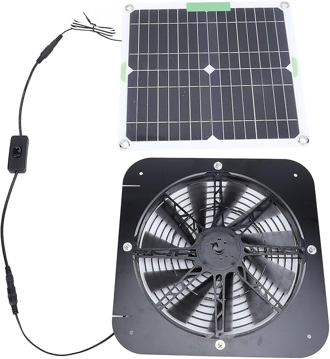 100W Solar Exhaust Fan for Chicken Coop: 13.5Inch Solar Powered Ventilation Fan for Greenhouse, Shed, Rv and Dog House