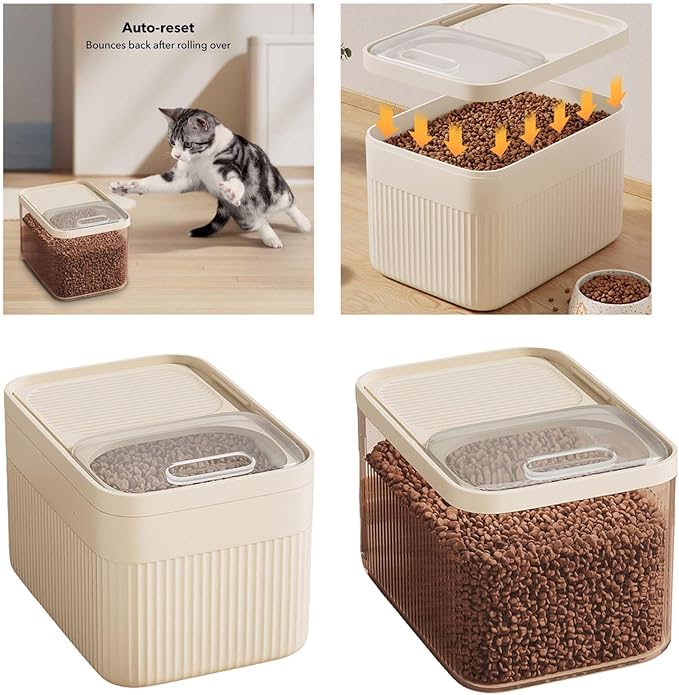 Airtight Pet Food Storage Container for up to 30 Lbs - Clear Dog & Cat Food Bin with Locking Lid, Measuring Cup & 2 Scoops - Keep Food Fresh for Dry Kibble, Rice, Grain (White)
