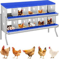 GarveeLife Chicken Nesting Box, 10 Compartments Nesting Box for Chickens, Two-Tier Galvanized Steel Chicken Egg Laying Box with Large Vented Holes Wall Mounting for Easy Egg Collection