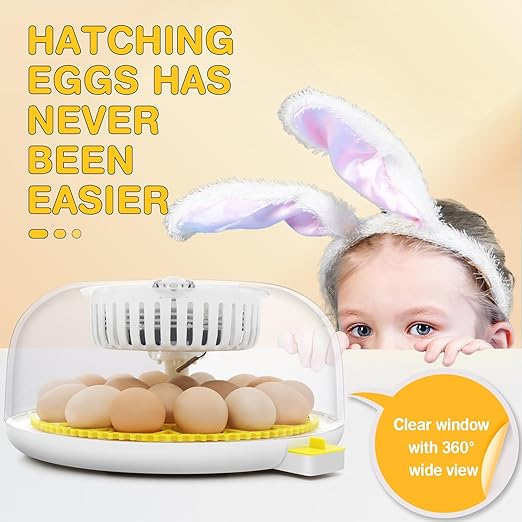 Sailnovo 18 Egg Incubator for Hatching Eggs with Automatic Egg Turning and Humidty Display, Temperature Control,360° Clear View, Egg Incubator for Hatching Chickens,Ideal for Farm,School and Lab
