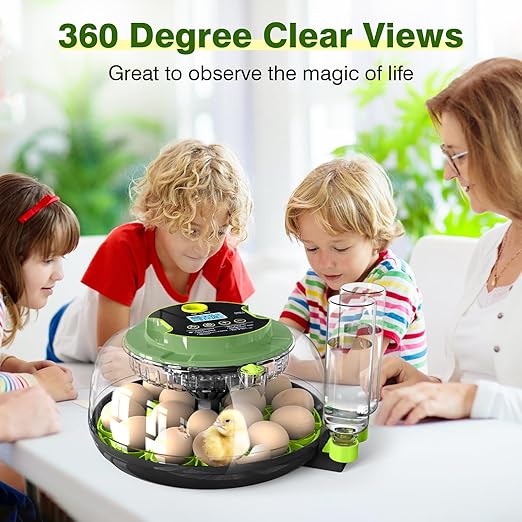 18 Egg Incubators for Hatching Eggs, Egg Incubator with Temperature Control, Humidity Display, Auto Egg Turner, Egg Candler, 2 Size Egg Trays, Digital Incubator for Chicken, Duck, Quail Eggs