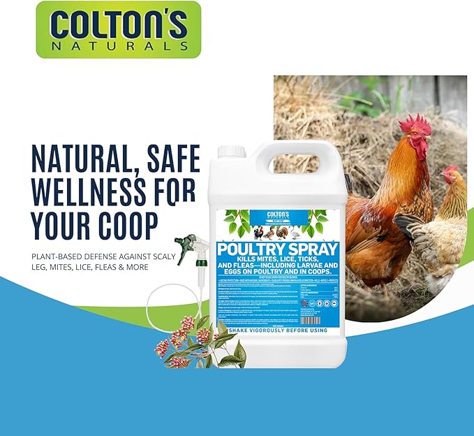 Colton’s Naturals Poultry Spray 1 Gallon – for Chickens – Helps with Mites, Lice, Fleas & Scaly Leg – Safe for Coops, Birds & Backyard Poultry