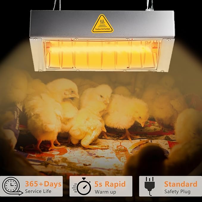 Chicken Coop Heater for Winter, Heat Lamp for Chickens 400W, Chicken Heater for Coop with 2 Heating Settings, for Poultry, Dogs, Pets, Birds, Animals