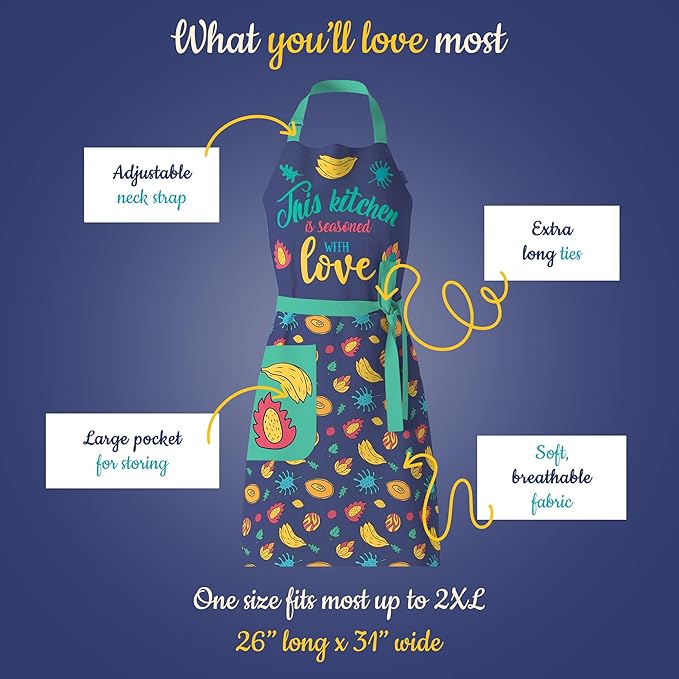 Waterproof Apron for Adults – Adjustable Fit with Deep Pockets, Stylish Cooking & Baking Apron for Women & Men