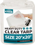 TARPAL 20'x20' Clear White Tarp Heavy Duty Waterproof 12mil with Grommets or Zip Ties for Large Greenhouses for Outdoors Garden,Farm,Chicken Coops