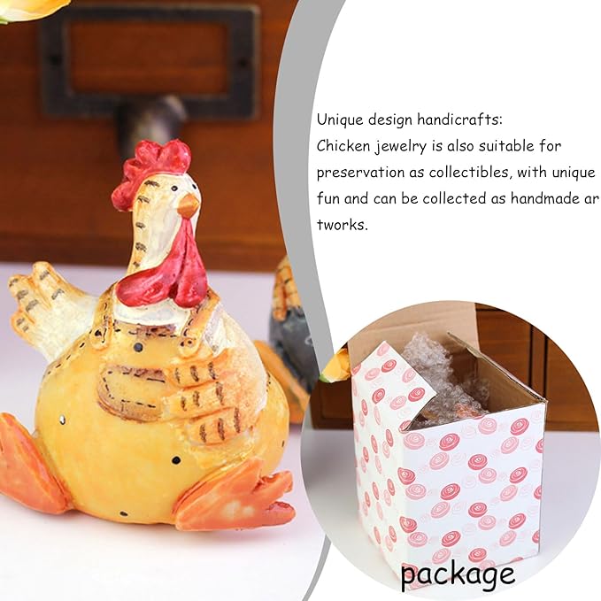 Chicken Statue Pack 2 Chicken Figurine Chicken Shape Craft Decorative Miniature Lovely Figurines Garden Home Decoration Easter Valentine