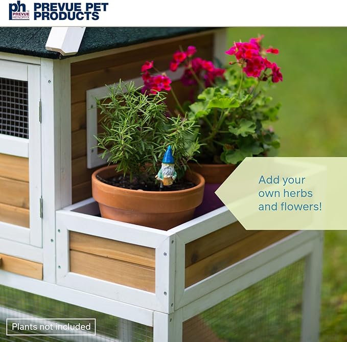 Prevue Pet Products 4701 Chicken Coop with Herb Planter, Natural/White