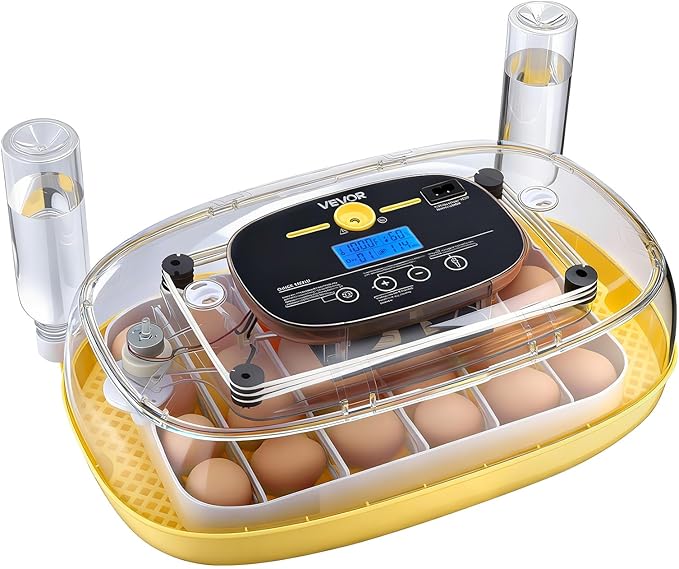 VEVOR 24 Egg Incubator, Automatic Egg Turner with LED Candler, Temperature & Humidity Control, 360° View Clear Window, Auto Water Refill, Poultry Eggs Incubators for Hatching Chicks Ducks Goose Quail