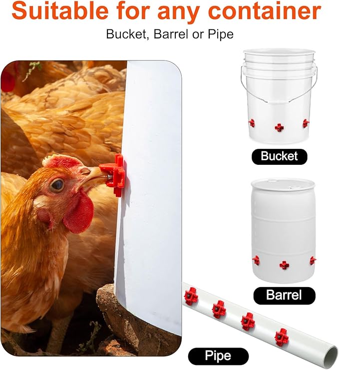 TAOGU Chicken Feeder No Waste Automatic Poultry Feeder Ports Chicken Feeders and Waterer Set Chicken Feeders Kit