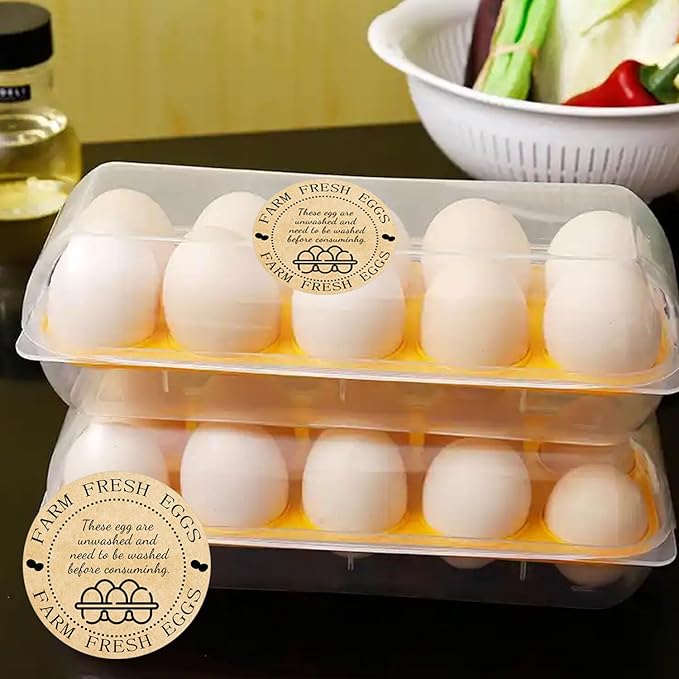 500 Pcs Farm Fresh Eggs Labels Unwashed Fresh Eggs Packaging Stickers Poultry Farmers Quail Egg Producers Stickers for Farmers Market Homestead Fresh Chicken & Quail Egg (Cowhide Paper Unwashed Eggs)