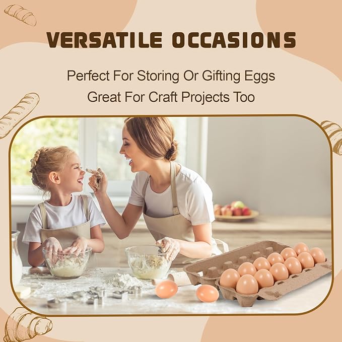 24-Pack Bulk Empty Egg Cartons for Storage, 12-Count Natural Paper Pulp Reusable & Sturdy Design (Egg Storage Containers)