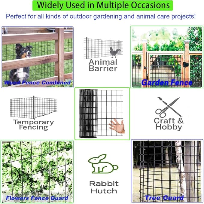 Wire Fence 2in x 3in Black Vinyl Coated Wire Mesh 48" x 50' Welded Wire Fencing 16Gauge, PVC Coating Chicken Wire Fence,Welded Wire Mesh Roll for Garden Guard Fence Poultry Cage Net Fencing