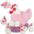 9 in 1 Chicken Stuffed Animal Set, Stuffed Chicken Plush Toy Zippered Egg Laying Hen with Baby Chicks Plush Chickens, Eggs and Coop Chicken Toys for Kids Girls Boys Birthday Easter Stuffers Gifts