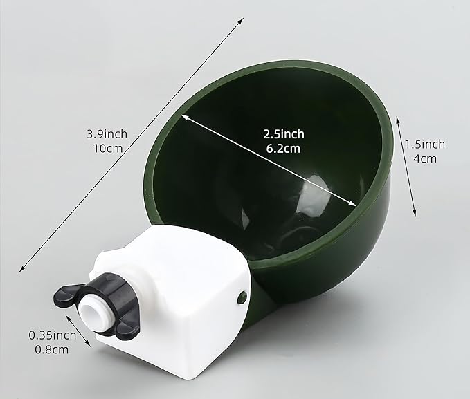 Chicken Waterer Cups 5 Packs,Duck Chick Waterer Chicken Feeder Cups,Automatic Waterer Feeder with Anti-Leak System for Chicken,Duck,Goose,Bunny(Green)