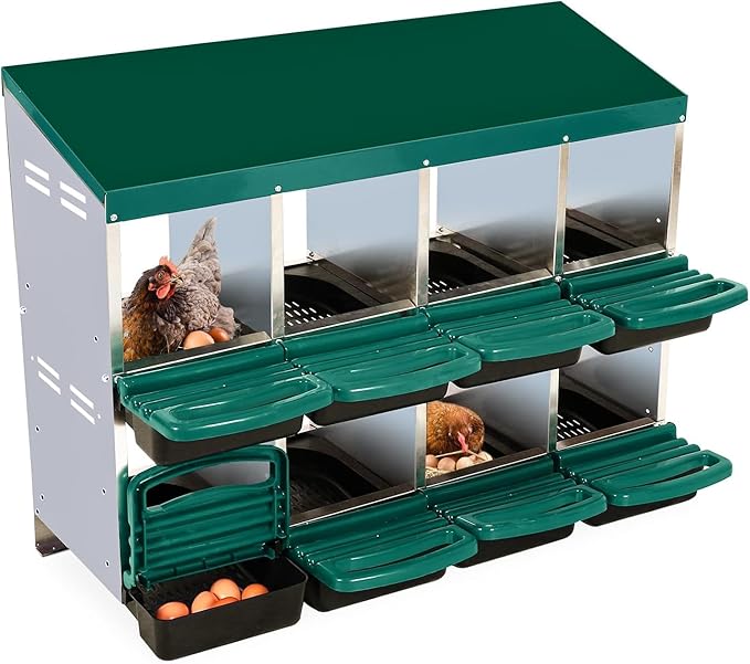 10 - Compartment Roll Away Chicken Nesting Box, Wall - Mount Hen Roosting Boxes for Laying Eggs, Easy Egg Collection & Cleanable Pull - Out Trays, Ideal for Poultry Egg - Laying