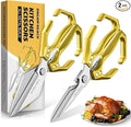 Dream Reach Kitchen Scissors Heavy Duty Kitchen Shears for Food, Meat Scissors Dishwasher Safe, Poultry Shears Set for Turkey, Meat, Seafood, Bone Cutting - Christmas Gifts for Men (Golden)