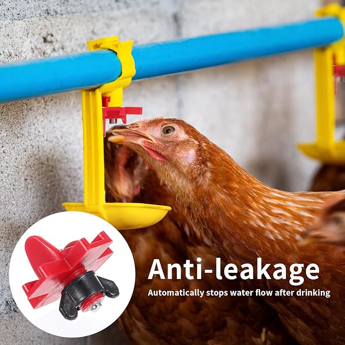 40 Pack Chicken Water Nipples, Horizontal Chicken Nipple Waterer with Drill Bits Side Mount Automatic Poultry Water Nipples Non Leak for Bucket Poultry Feeders Coop Outdoor Waters Saving Design
