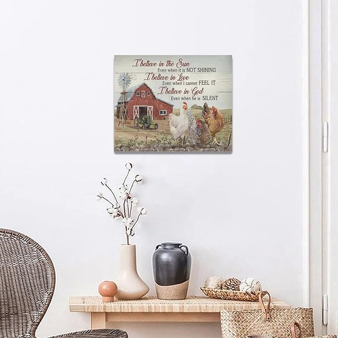 banonaty Rooster Kitchen DecorWall Art Rustic Farmhouse Chicken Barn PicturesWall Decor Country Inspirational Quotes Canvas Prints Home Office Decorations For Bathroom Dinning Room Framed 20/inx16/in