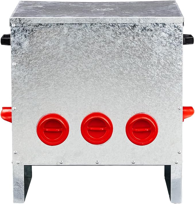 Automatic Chicken Feeder No-Waste, Metal Poultry Feeder Large Capacity for Chickens, Geese, Ducks, Turkeys, Quails (5 Ports)