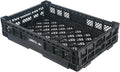 Restaurantware Plastic Milk Crates for Storage - Cater Tek Stackable Storage Buns for Organizing - Collapsible Storage Basket for Groceries, Black