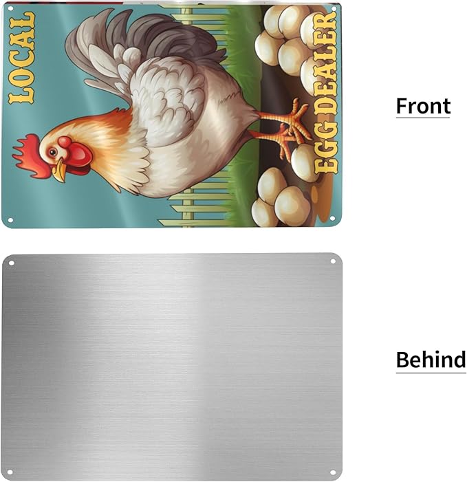 Local Egg Dealer Funny Chicken Coop Sign Farm Fresh Eggs Aluminum Sign Humorous Poultry Farm Decor Gift for Chicken Lovers Rustic Metal Sign 8x12 Inches Style-01