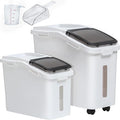 YITAHOME 65L/117lbs Large Ingredient Storage Bins, Commercial 11.4+5.8 Gal Rice Flour Storage Container, Organizer Storage Bin with Measuring Cup, Scoop and Wheels for Kitchen, White & Black Lid