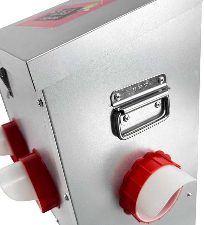 25LB Automatic Chicken Feeder with 4 Ports No Waste Galvanized Metal Poultry Feeder Outdoor Chicken Feeder Box with Handle and Locking Lid for Chickens Ducks Geese Silver