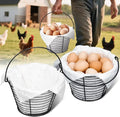 2 Pcs Metal Egg Basket with Soft Pads, 8 Inch Wire Egg Basket for Gathering Fresh Eggs, Eggs Collecting Baskets for Chicken Duck Goose