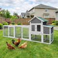 122" Large Wooden Chicken Coop with Run - Outdoor Hen House for 4-6 Chickens, Poultry Habitat Supplies with Chicken Nesting Box, Covered Chicken Enclosure & Big Chicken Coop Kits