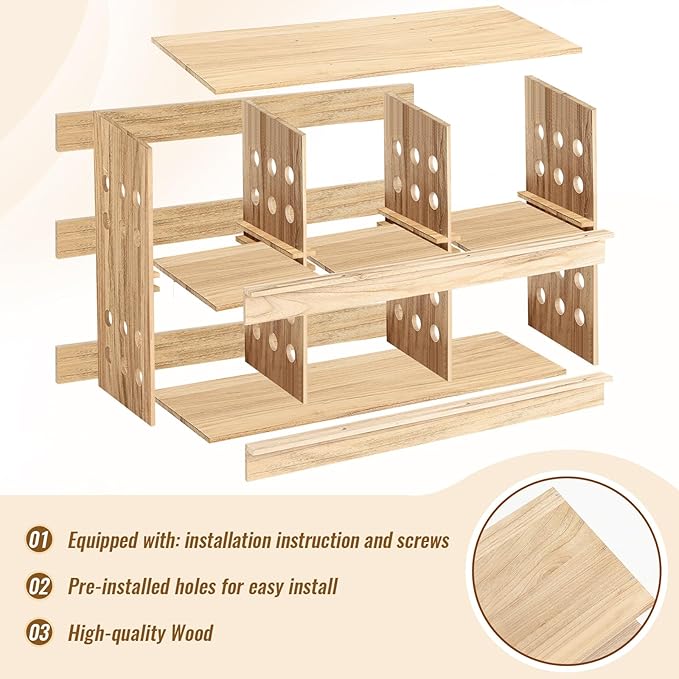 Nesting Boxes for Chickens 6 Compartments Chicken Nesting Boxes with Perches Wall Mount Wooden Ventilated Egg Laying Box Easy to Assemble for Hens, Ducks, Chicken Coop