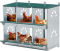 Chicken Nesting Box, 6 Compartment Metal Nesting Boxes for Chicken, Galvanized Steel Nesting Boxes for Hens, Easy to Assemble (6 Holes)