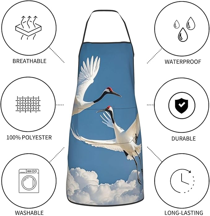 Waterproof Apron Adjustable Bib for Women Men Tractor farm Cooking Aprons Chef Bibs with 2 Pocket