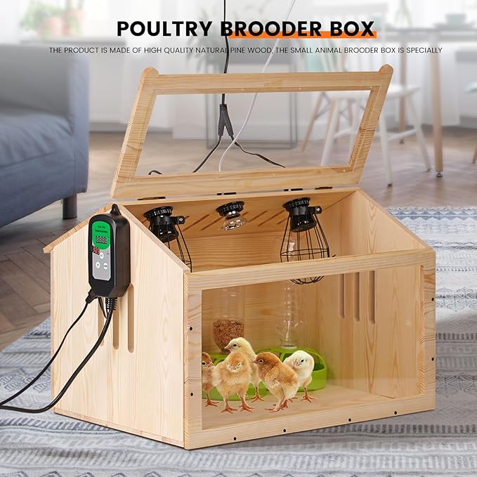 Chicken Brooder Box for Chicks Brooder Box with Thermostat Poultry Breeding Box with Feeder and Water for Chick Quail Duck Parrot Hamsters and Lizards